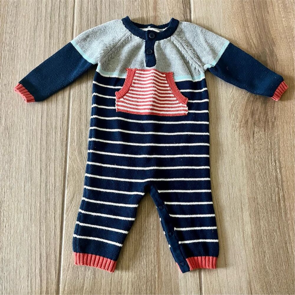 Angel Dear Unisex Striped Sweater Romper 0-3 Months Multicolor